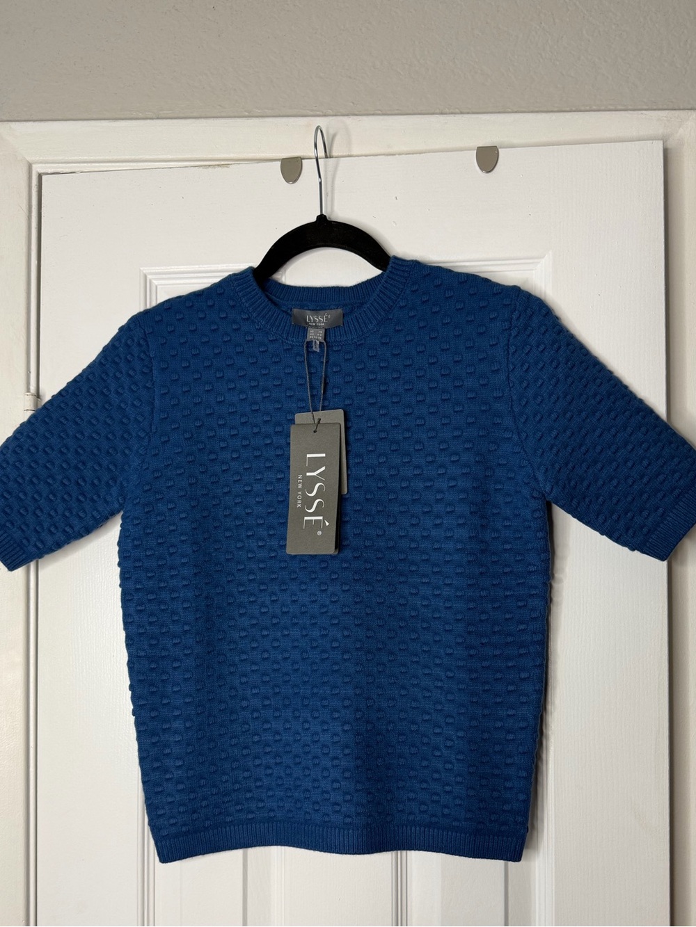 Lysse Royal Blue Textured Short-Sleeve Sweater